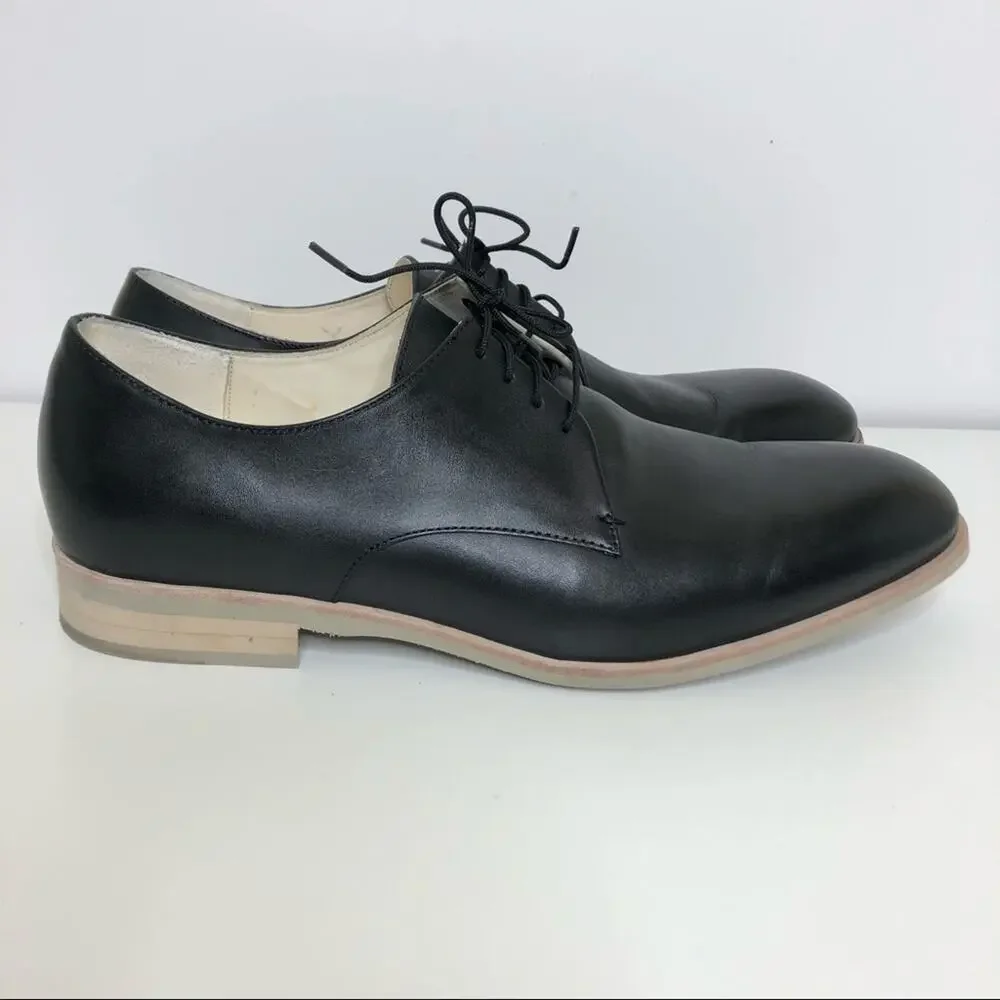 Maison Forte Acro Plain Toe Oxford Black Leather Dress Shoes 11